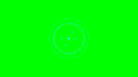 Cyan digital circular targeting interface overlay on green screen background Stock Footage 340266546