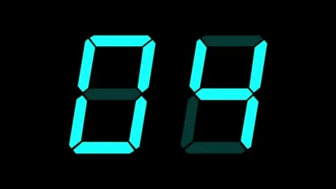 Cyan digital clockface with 2 digits. 30 seconds digital counter. Glowing Cyan 스톡 동영상 331048961