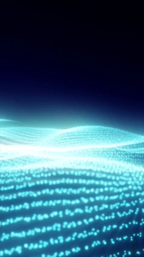 Cyan digital data stream with glowing particles, dotted wave pattern, and f.. Stock Footage 333727028