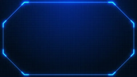 Cyan digital frame interface visual glowing blue outline, dark grid center, and Stock Footage 340525007