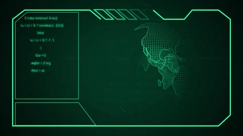 Cyan digital globe and code on futuristic interface light. Digital globe ea.. Vidéo 337369099