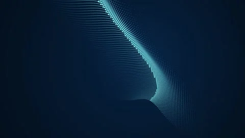 Cyan digital particle wave motion flows across dark blue space for tech bac.. Stock-Footage 342322318