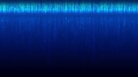 Cyan digital rain technology visual luminous vertical lines, pixel particles, an Stock Footage 340566880
