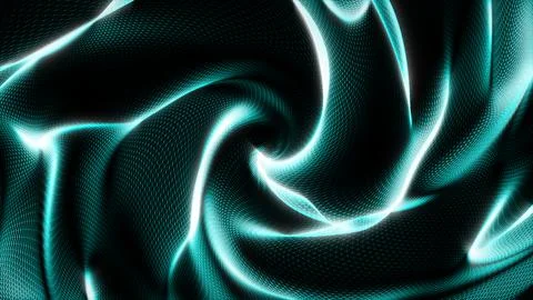 Cyan Digital Wireframe Vortex Abstract Mesh Wave Background Stockillustratie