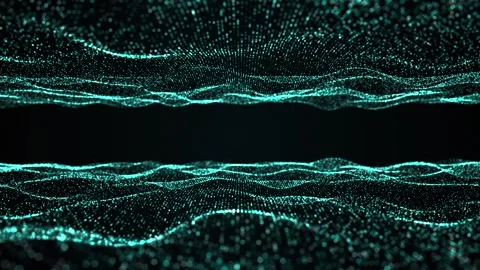 Cyan dots sea waves floating cyberspace background loop. Global network slo.. Stock Footage 246161859