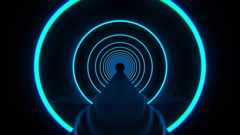 Cyan Elegant Dark Sci-Fi Tunnel Background VJ Loop l 4K Stock Footage 295212338
