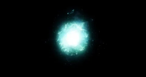 Cyan Energy Shockwave Source Spot Burst Against Black Vídeo Stock 332263665