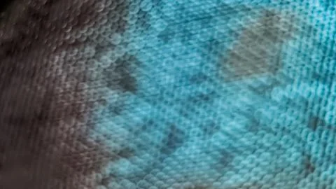 Cyan Fabric Texture Macro Background, Turquoise Woven Textile with Brown Acce Foto stock