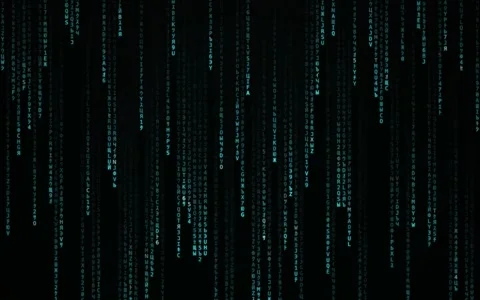 Cyan falling terminal code animation on black background Stock Footage 343802290