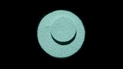Cyan fine powder in round shape with deep shadows Stock Footage 337126403