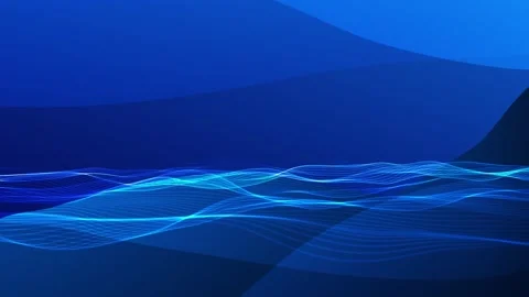 Cyan flowing wave motion visual smooth blue line layers, soft gradient shapes, a Stock Footage 340479382