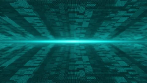 Cyan flying particles in digital 3d technologic cyberspace with light rays Stock-Footage 271329993