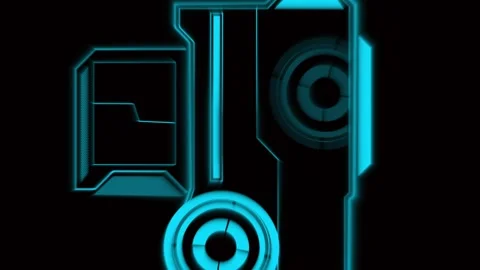 Cyan futuristic geometric interface elements with circular accents. Geometr.. Stock Footage 337129838