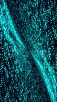 Cyan futuristic glowing data wave and digital particle grid イラスト素材