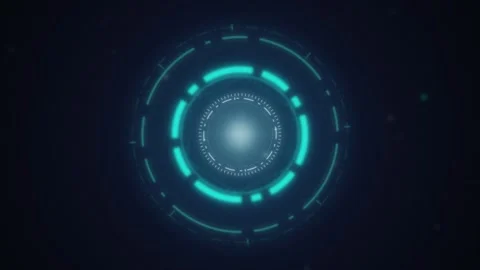 Cyan futuristic HUD target interface seamless loop motion background Stock Footage 345999906