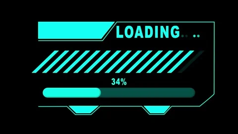 Cyan futuristic loading bar with text and percentage. Loading bar progress... Stock Footage 337369466