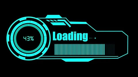 Cyan Futuristic Loading Interface with Percentage Indicator and Progress Ba.. Stock Footage 337365484