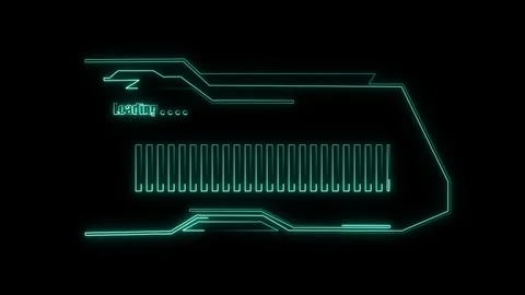 Cyan Futuristic Loading Interface with Progress Bar and Dots on animated Bl.. Stock Footage 337365451