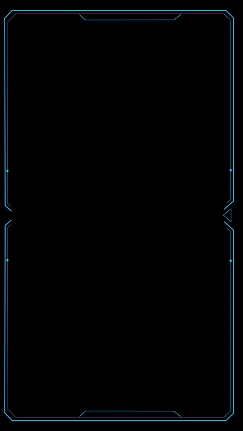 Cyan futuristic panel background clean black center, thin neon border, tech corn Stock Footage 340402250