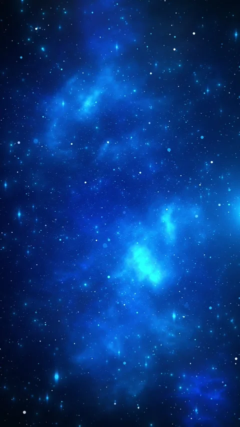 Cyan galactic space background bright star particles, soft nebula clouds, and dr Stock Footage 340417978