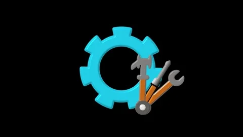 Cyan gear with tools icon animation. Cyan cogwheel wrench maintenance conce.. Stock Footage 334123262
