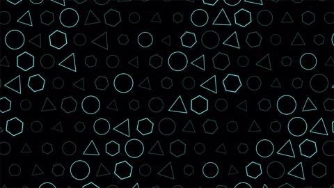 Cyan geometric pattern on black backdrop Stock Footage 326841420
