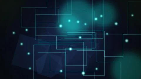 Cyan geometric wireframe network seamless loop motion background Stock Footage 345075790