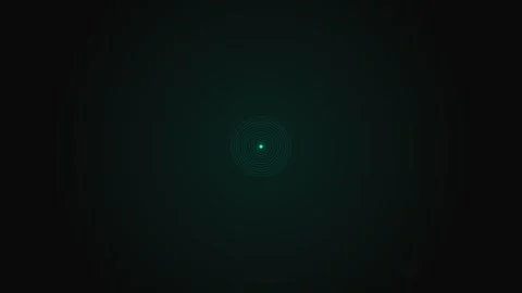 Cyan glowing circular ripple waves emanating from a central point on black Stock-Footage 339616439