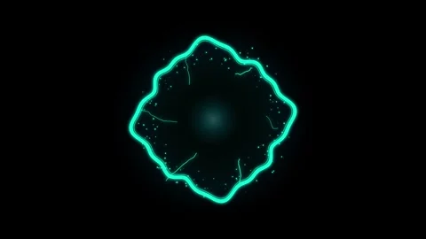 Cyan Glowing Electric Wave Fluid Energy Ring Motion Loop Video Screen Stock Footage 344602423