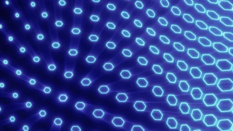 Cyan glowing hexagon pattern on a deep blue abstract background Stock Footage 336217913
