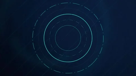 Cyan glowing hud arcs technology interface seamless loop background Stock Footage 345761183