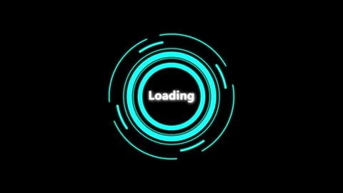 Cyan glowing loading circle with segmented rings on a animated black backgr.. 库存影片 332060364