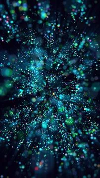 Cyan glowing particle explosion with dynamic light speed effect Illustrazione stock