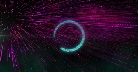 Cyan-green ring rotating clockwise while left burst firing magenta streaks, Stock Footage 328246742