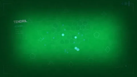 Cyan hexgrid growing, linking after init, HUD tracing nodes to map network, Stock Footage 333972035