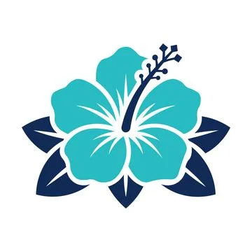 Cyan hibiscus flower vector icon isolated on white background design Illustration