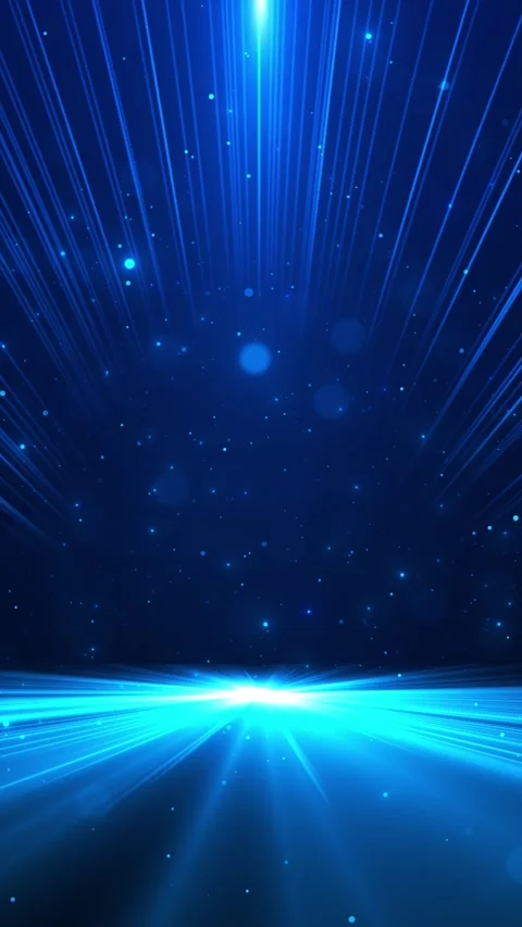 Cyan horizon light rays backdrop blue beam explosion, floating particles, lens Stock Footage 334105424