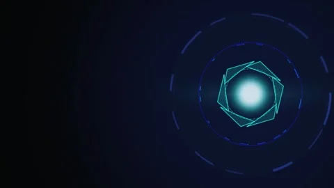 Cyan HUD camera aperture spinning seamless loop background Stock Footage 345999915