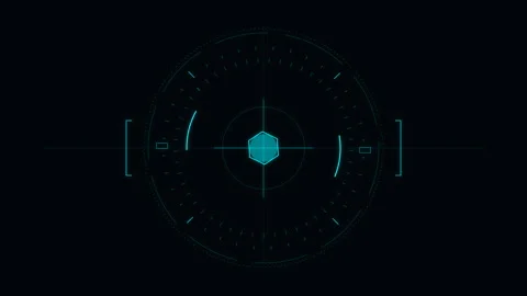 Cyan HUD Compass Interface Rotating and Pulsing on Dark Futuristic Background Stock Footage 348325101