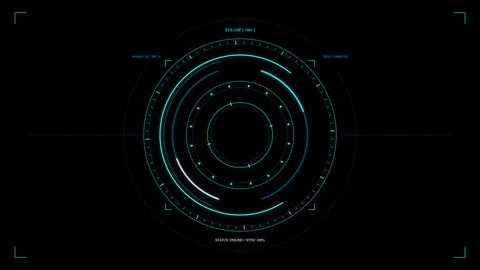 Cyan hud interface circle animation with rotating tech scan Stock Footage 348326554
