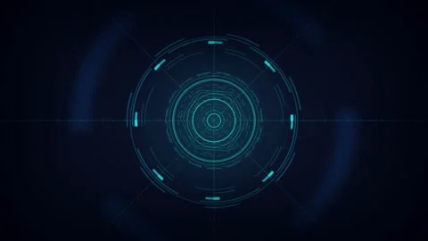 Cyan HUD reticle glowing sci fi UI interface seamless loop Stock Footage 345938924