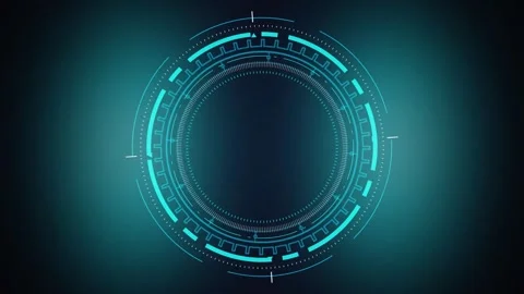 Cyan HUD UI circular interface rotating seamless loop motion Stock Footage 345657805