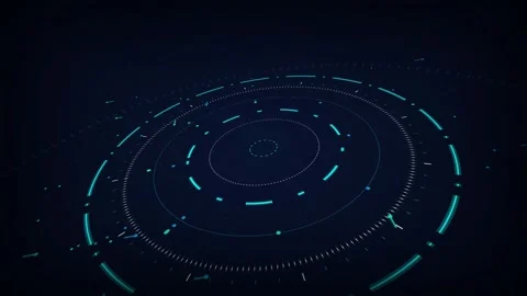 Cyan HUD user interface 3D reticle seamless loop background Stock Footage 345760997