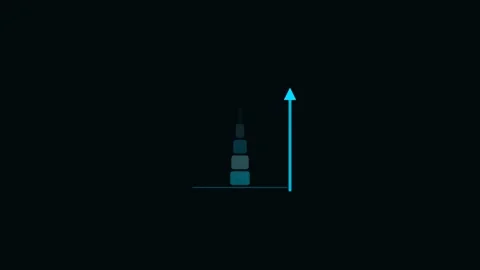Cyan Income Arrow Stack Rise Flat Design Finance Animation 库存影片 342610834