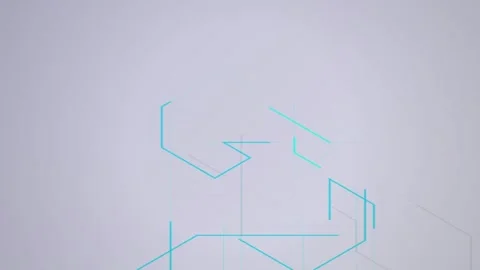 Cyan isometric cube line network seamless loop motion background 動画素材 345657803