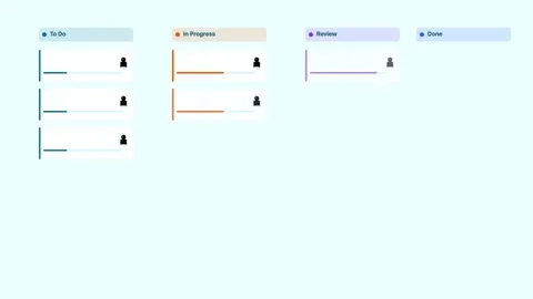 Cyan Kanban Workflow Task Management Flat Design Animation 動画素材 342607628
