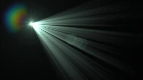 Cyan Light Beam and Rainbow Spectrum Flare on Black Background Stock Illustration