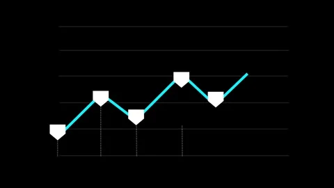Cyan line graph with white diamond data point markers. Business metrics gra.. Stock Footage 340528677