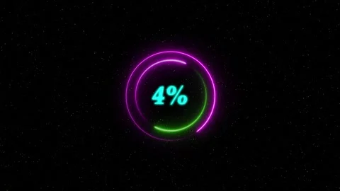 Cyan loading bar with neon rings on starry background animation, cyan progr.. Stock Footage 334123956
