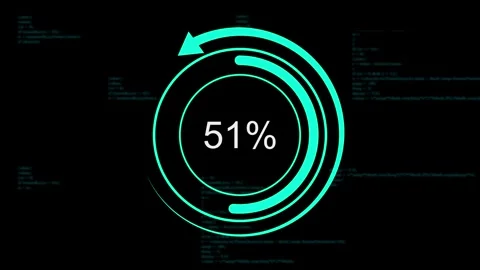 Cyan Loading Circle with 39% Progress and Abstract Code Background indicator Stock Footage 330790422